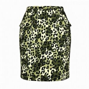 Versace Istante Vintage Luxury Designer Cheetah Print Wool Skirt - Womens XS